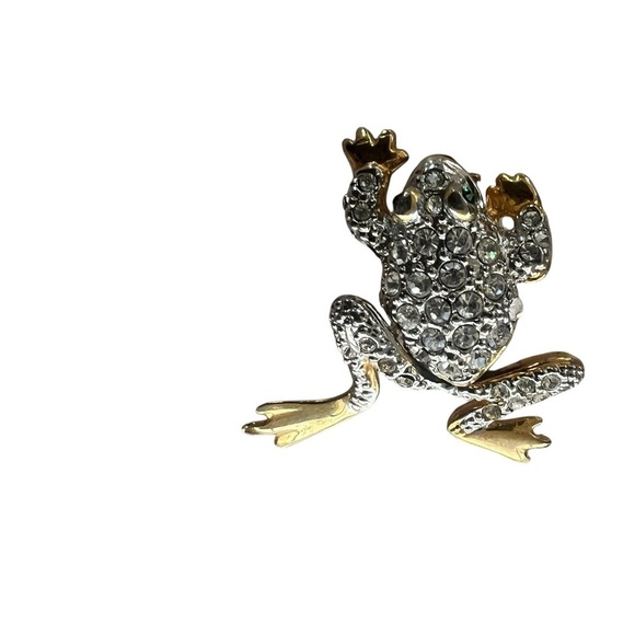 Sparkling Frog Brooch With Rotating Legs - Picture 2 of 4